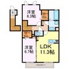 グランツ 2LDKの間取り