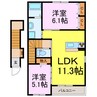 カリテス 2LDKの間取り
