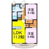 ｗｏｏｄｙ桜 2LDKの間取り