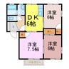 スパニッシュガーデンF 3DKの間取り