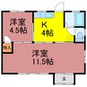 東諸川平屋 2Kの間取り