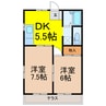 平成コーポラスⅤ 2DKの間取り