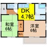 古河市久能1112-1貸家 2DKの間取り