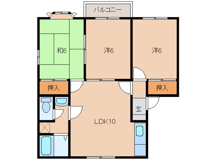 間取図 白新線・羽越本線（新潟県内）/新発田駅 バス22分神明前下車:停歩4分 1階 築28年