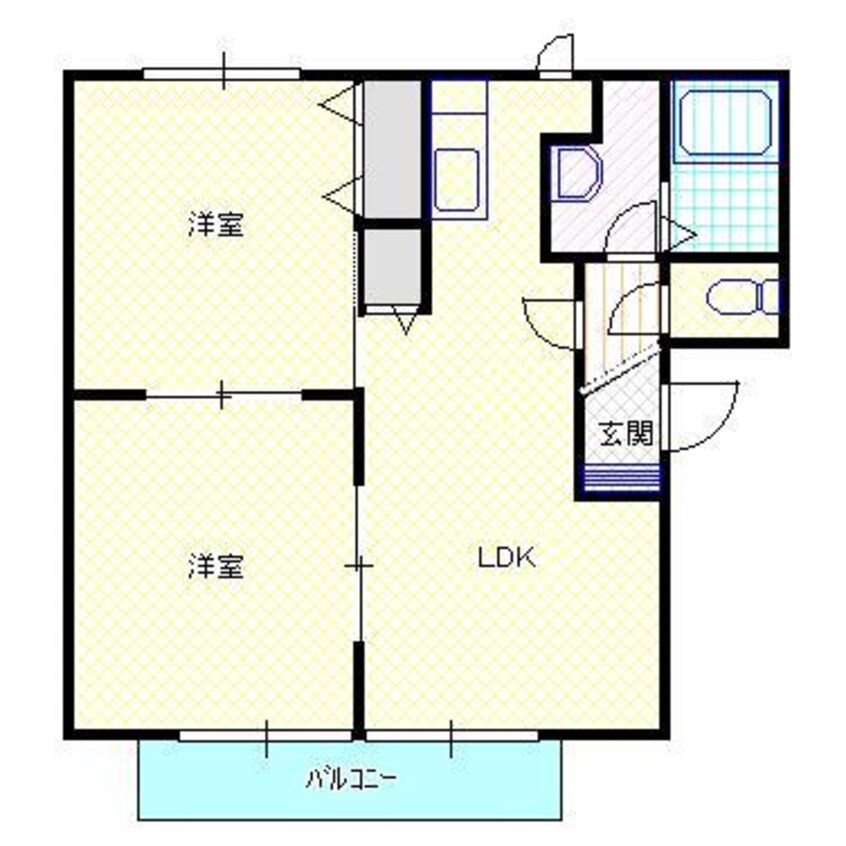 間取図 白新線・羽越本線（新潟県内）/西新発田駅 徒歩14分 2階 築21年