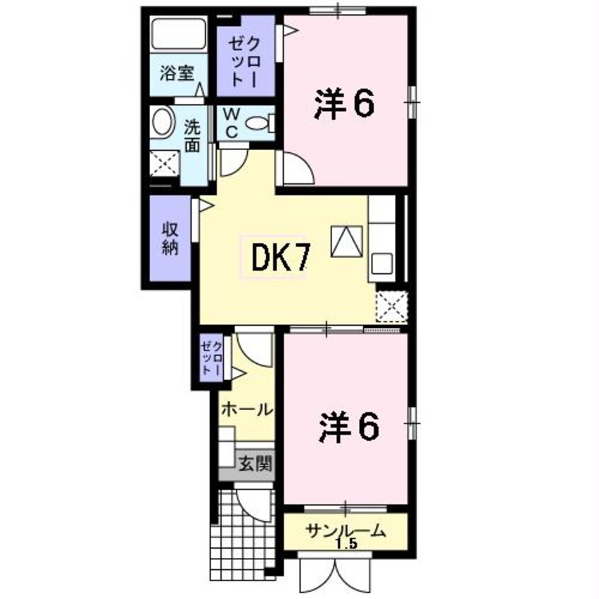 間取図 白新線・羽越本線（新潟県内）/佐々木駅 バス34分汐見台２下車:停歩3分 1階 築17年