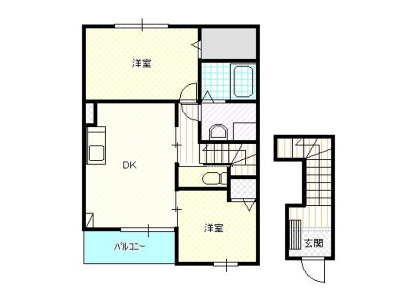 間取図 白新線・羽越本線（新潟県内）/中条駅 徒歩7分 2階 築18年