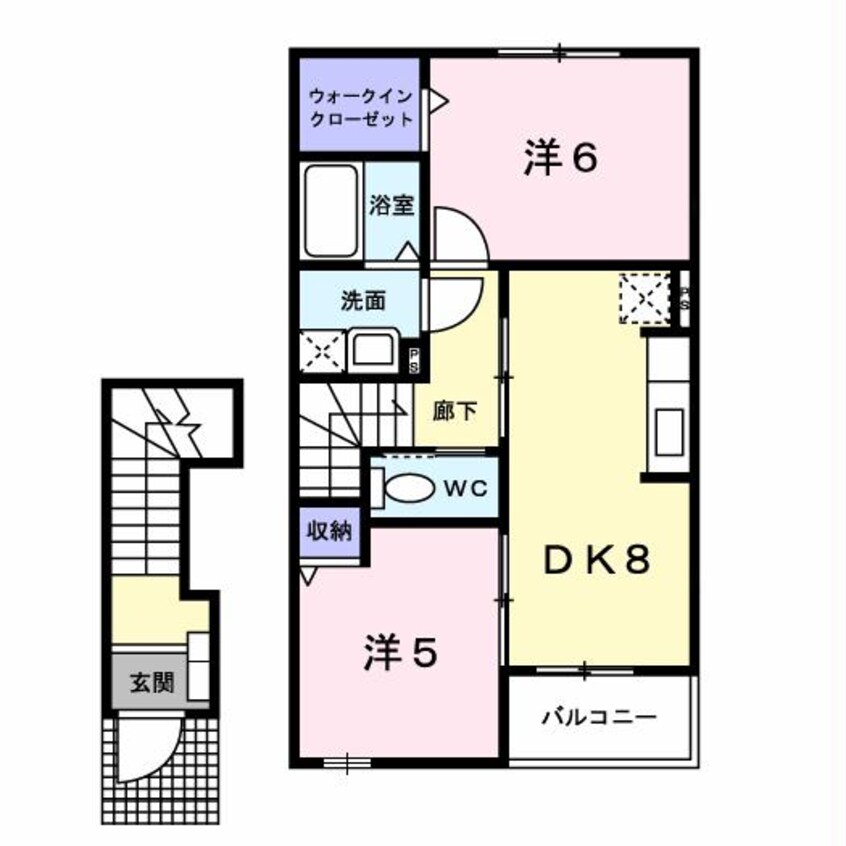 間取図 白新線・羽越本線（新潟県内）/中条駅 徒歩14分 2階 築18年