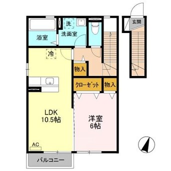 間取図 白新線・羽越本線（新潟県内）/新発田駅 バス9分コモタウン下車:停歩5分 2階 築18年