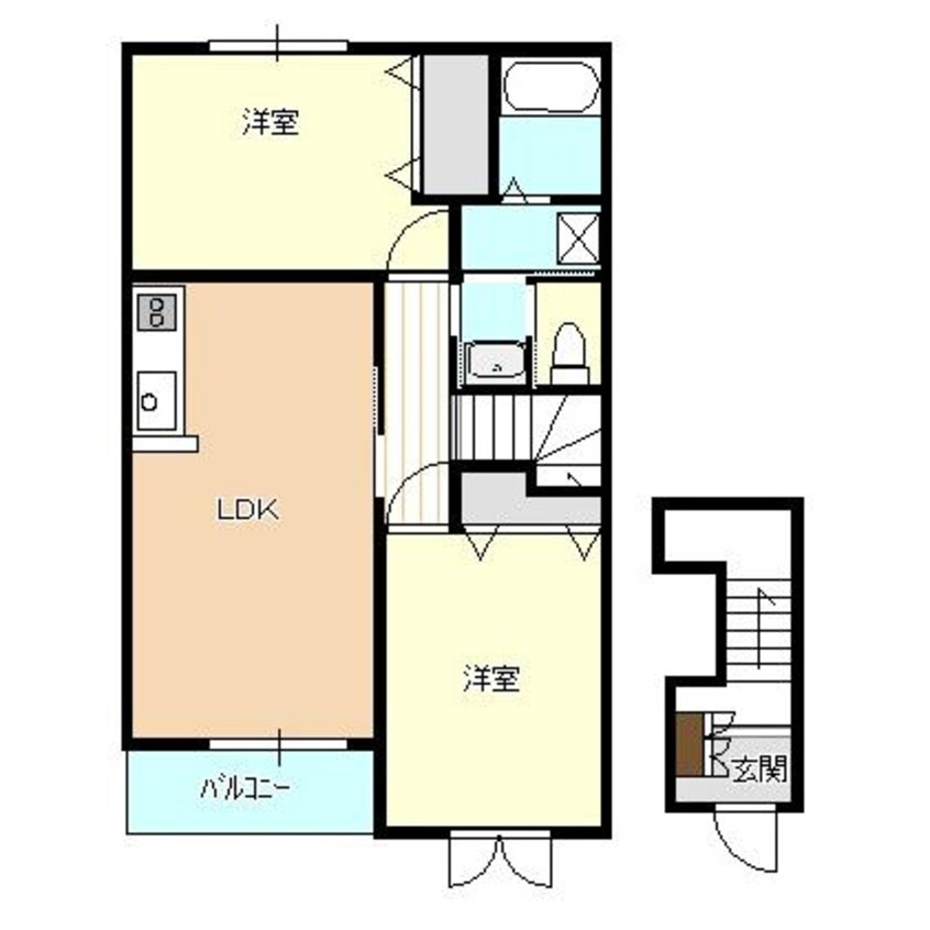 間取図 白新線・羽越本線（新潟県内）/佐々木駅 バス32分亀塚下通下車:停歩4分 2階 築18年