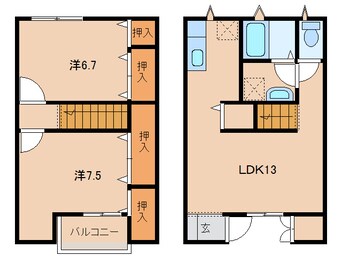 間取図 白新線・羽越本線（新潟県内）/新発田駅 徒歩24分 1-2階 築14年