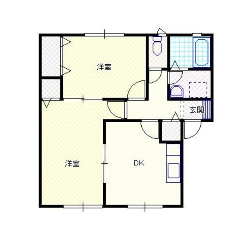 間取図 白新線・羽越本線（新潟県内）/西新発田駅 徒歩20分 2階 築28年