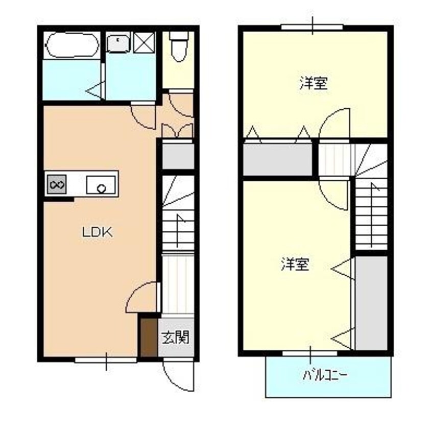 間取図 白新線・羽越本線（新潟県内）/新発田駅 徒歩23分 1-2階 築14年