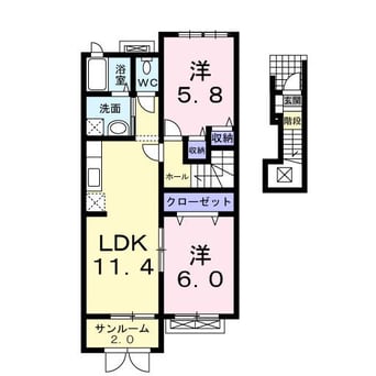間取図 白新線・羽越本線（新潟県内）/新発田駅 バス18分天の原下車:停歩2分 2階 築15年