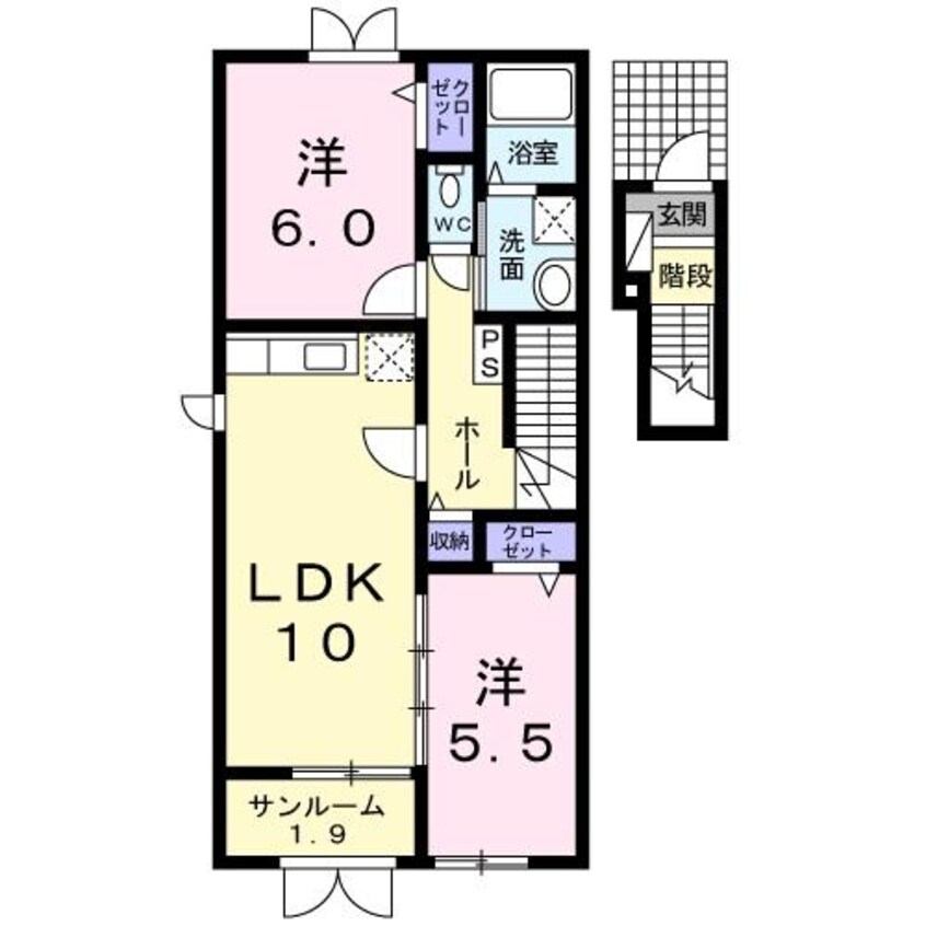 間取図 新潟交通バス（阿賀野市）/南郷 徒歩2分 2階 築12年