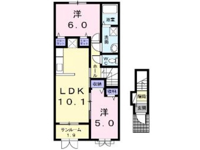 間取図 白新線・羽越本線（新潟県内）/新発田駅 徒歩9分 2階 築10年