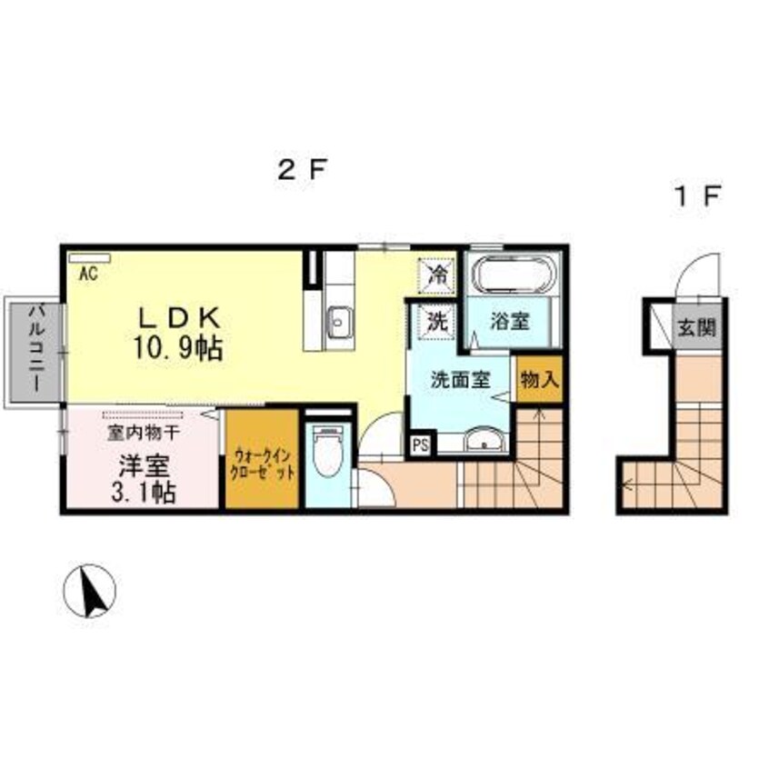 間取図 白新線・羽越本線（新潟県内）/新発田駅 バス5分西園町一丁目東下車:停歩9分 2階 築10年