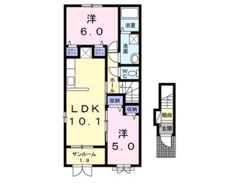 間取図 白新線・羽越本線（新潟県内）/佐々木駅 バス30分亀塚西下車:停歩5分 2階 築9年