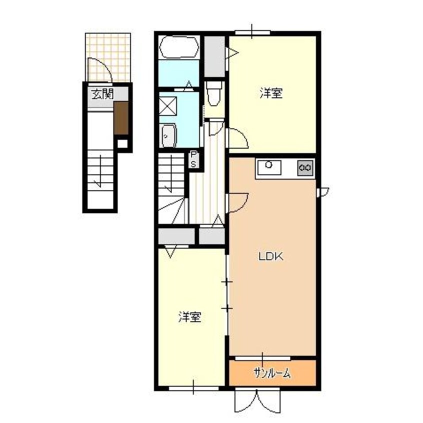 間取図 白新線・羽越本線（新潟県内）/佐々木駅 バス25分サッカー学校下車:停歩6分 2階 築13年