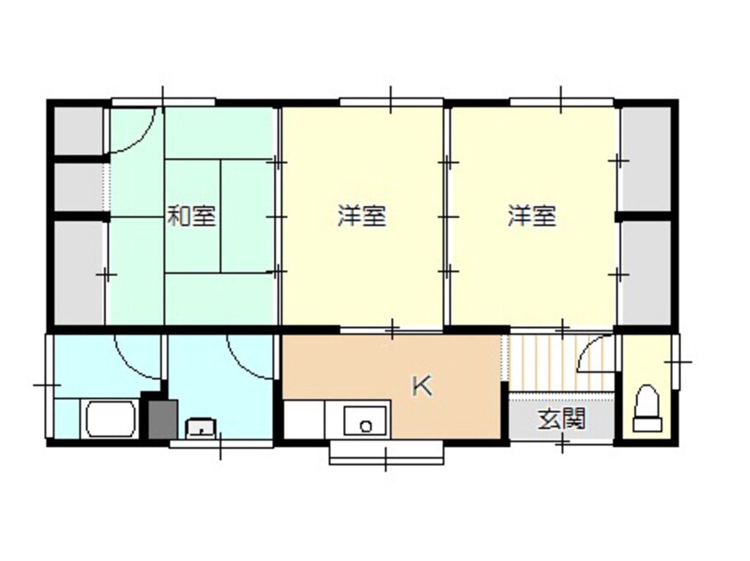 間取図 白新線・羽越本線（新潟県内）/新発田駅 バス7分農業高校前下車:停歩9分 1階 築38年