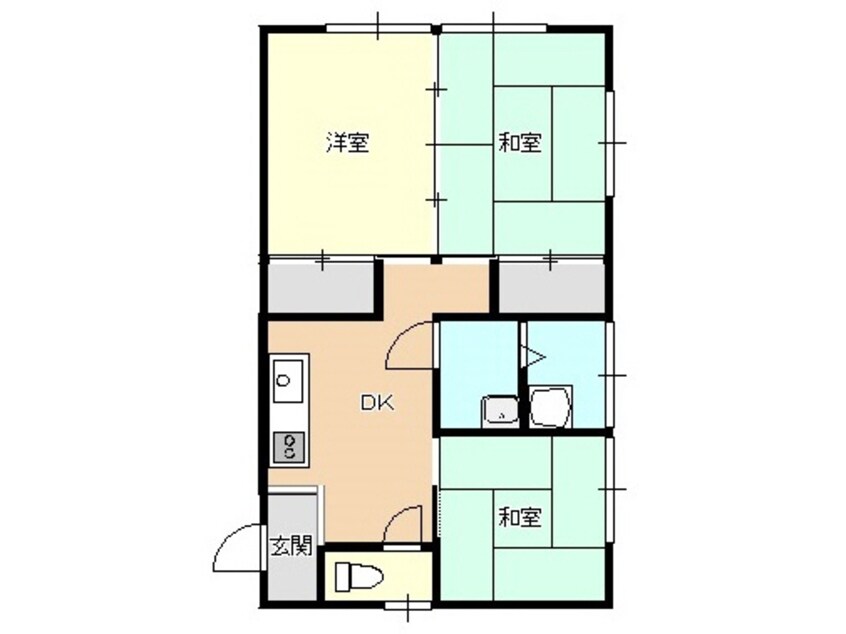 間取図 白新線・羽越本線（新潟県内）/新発田駅 徒歩9分 2階 築39年