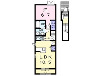 間取図 白新線・羽越本線（新潟県内）/西新発田駅 バス26分中曽根町1丁目下車:停歩6分 2階 築7年