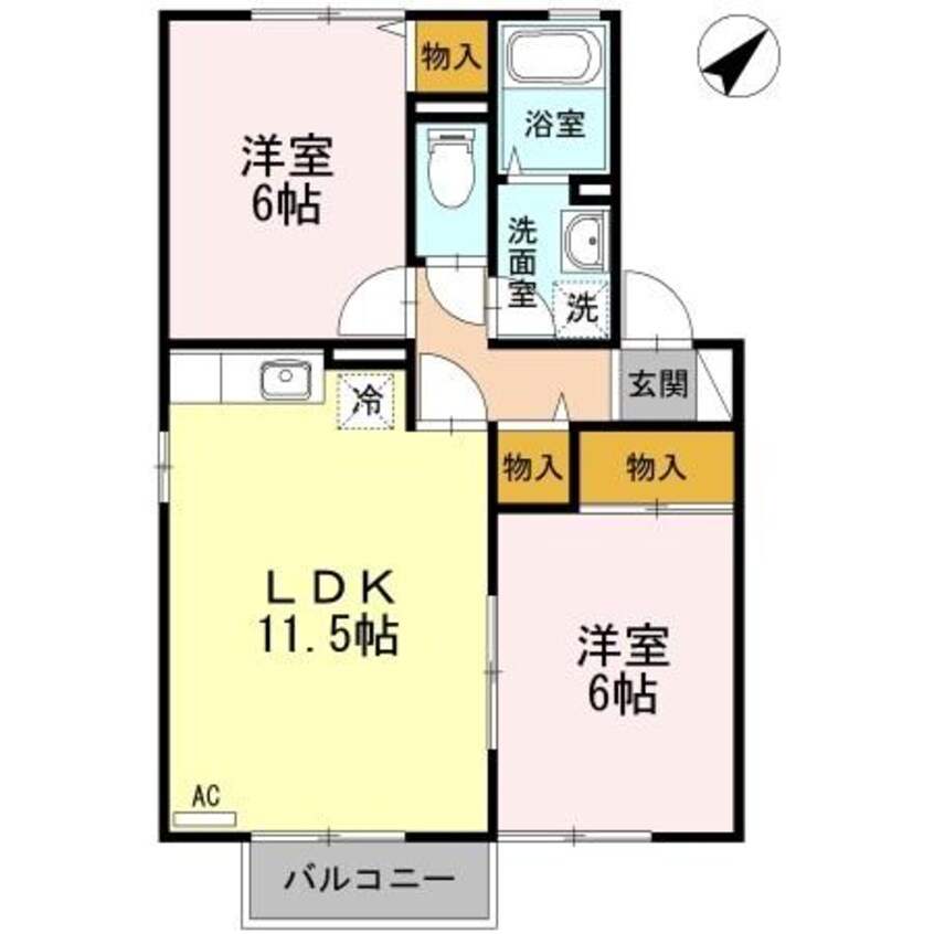 間取図 白新線・羽越本線（新潟県内）/西新発田駅 徒歩25分 2階 築26年