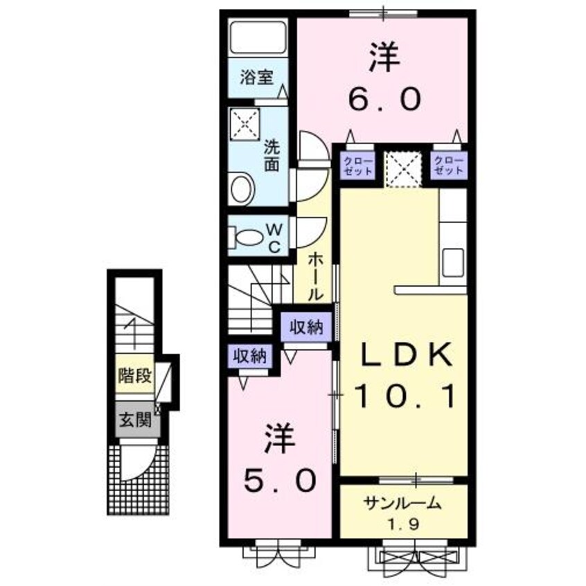 間取図 白新線・羽越本線（新潟県内）/西新発田駅 徒歩19分 2階 築6年