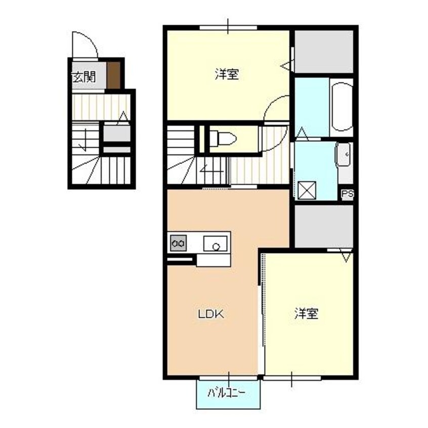 間取図 白新線・羽越本線（新潟県内）/西新発田駅 徒歩31分 2階 築6年