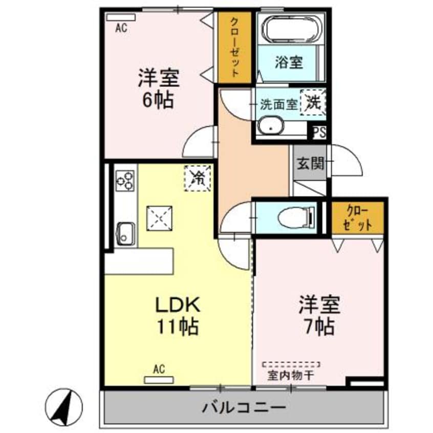 間取図 白新線・羽越本線（新潟県内）/西新発田駅 徒歩31分 1階 築8年