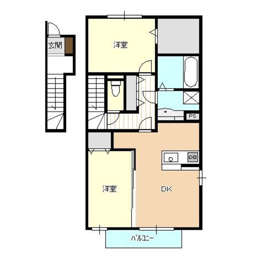 間取図 白新線・羽越本線（新潟県内）/西新発田駅 バス2分住吉小学校前下車:停歩6分 2階 築5年