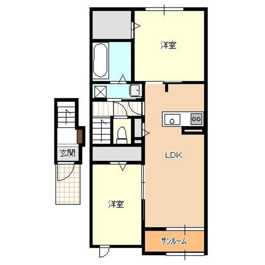 間取図 白新線・羽越本線（新潟県内）/西新発田駅 徒歩16分 2階 築3年