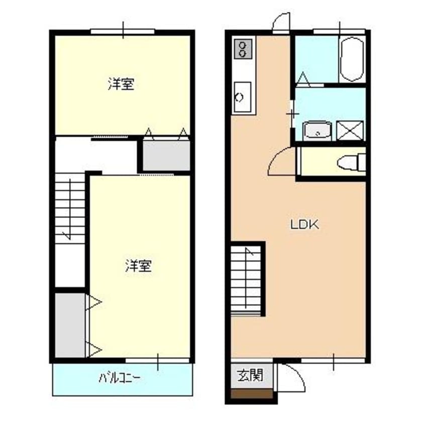 間取図 白新線・羽越本線（新潟県内）/新発田駅 徒歩16分 1-2階 築20年
