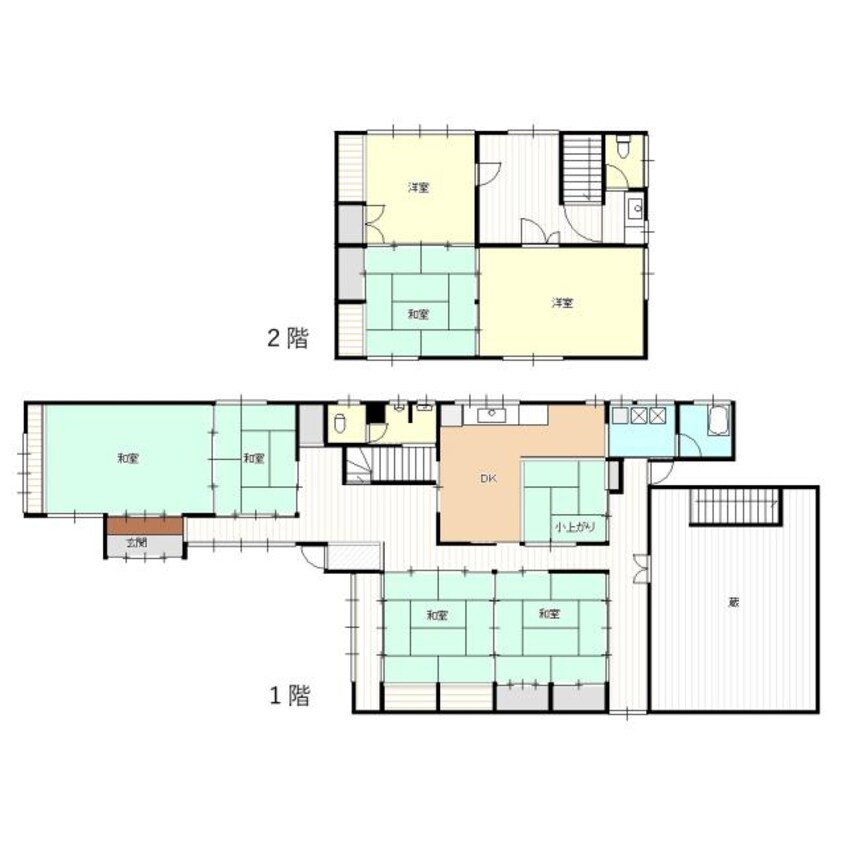 間取図 白新線・羽越本線（新潟県内）/新発田駅 徒歩14分 1-2階 築42年