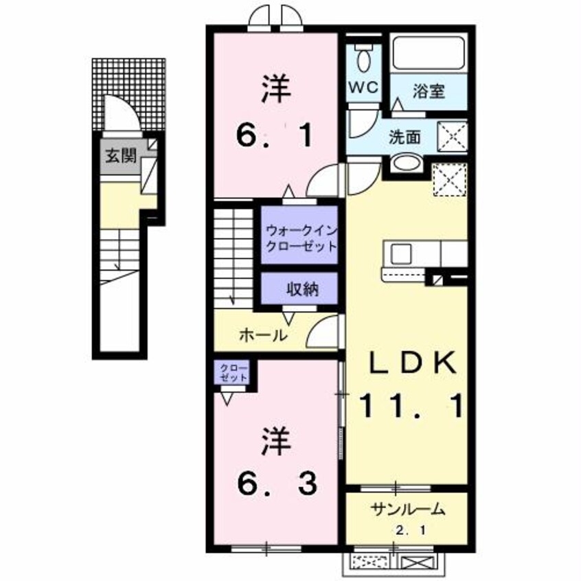 間取図 白新線・羽越本線（新潟県内）/新発田駅 徒歩13分 2階 1年未満