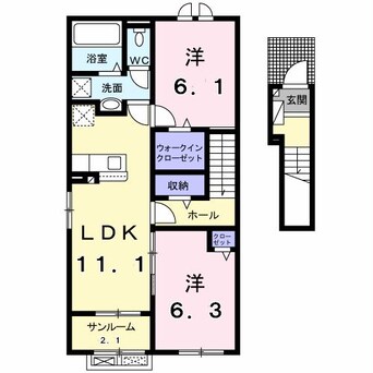 間取図 白新線・羽越本線（新潟県内）/新発田駅 徒歩13分 2階 1年未満