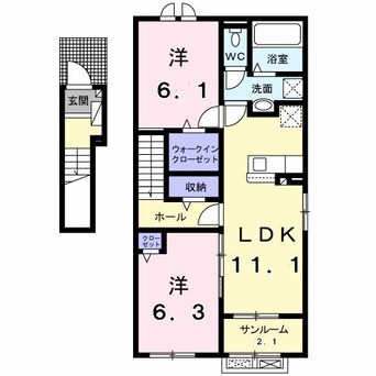 間取図 白新線・羽越本線（新潟県内）/新発田駅 徒歩13分 2階 1年未満