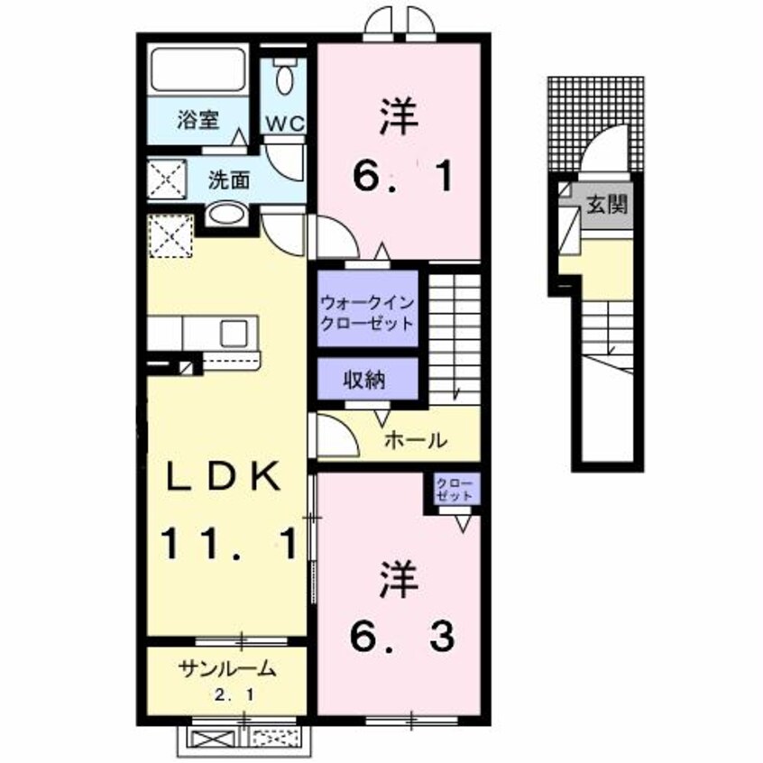 間取図 白新線・羽越本線（新潟県内）/新発田駅 徒歩13分 2階 1年未満