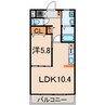 エクサーブ東原 1LDKの間取り