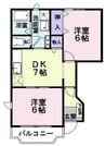 フルーツバスケット 2DKの間取り