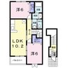 ヴィラ　ノーヴァＢ 2LDKの間取り