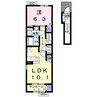 フルール・ド・ヴィオレット 1LDKの間取り
