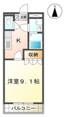 プレジデンス木の実 1Kの間取り