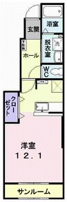 リズブラン　ノール 1Rの間取り