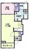 ラフィネ 1LDKの間取り