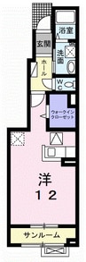 カーサ　ハルディン　ラグーナ 1Rの間取り