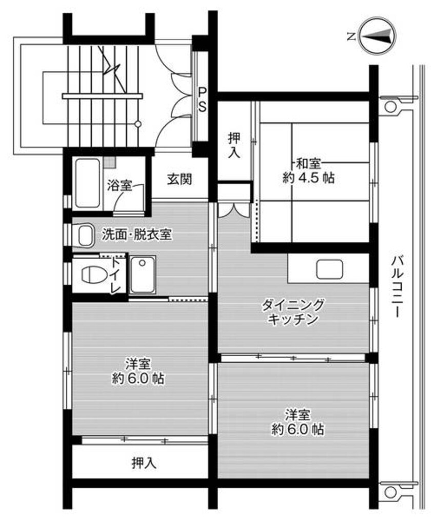 間取図 奥羽本線・山形線/東根駅 徒歩21分 1階 築45年