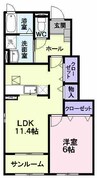 スリーアロー　Ｂ 1LDKの間取り