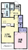 カルチェ・ド・モエ　Ｓ 1LDKの間取り