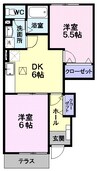 アスペンベ－ルＤ 2DKの間取り